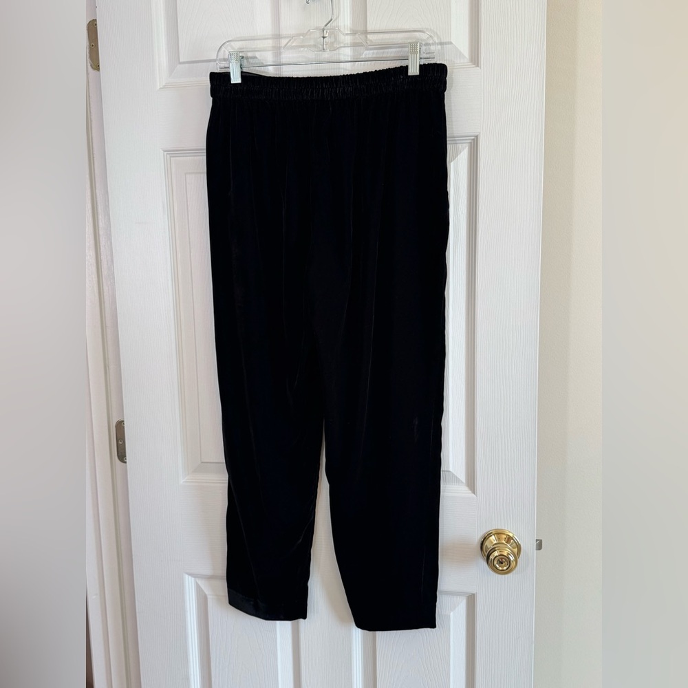 $118 J. Crew Jamie High Rise Black Velvet Velour Travel Pull On Pants Size 10